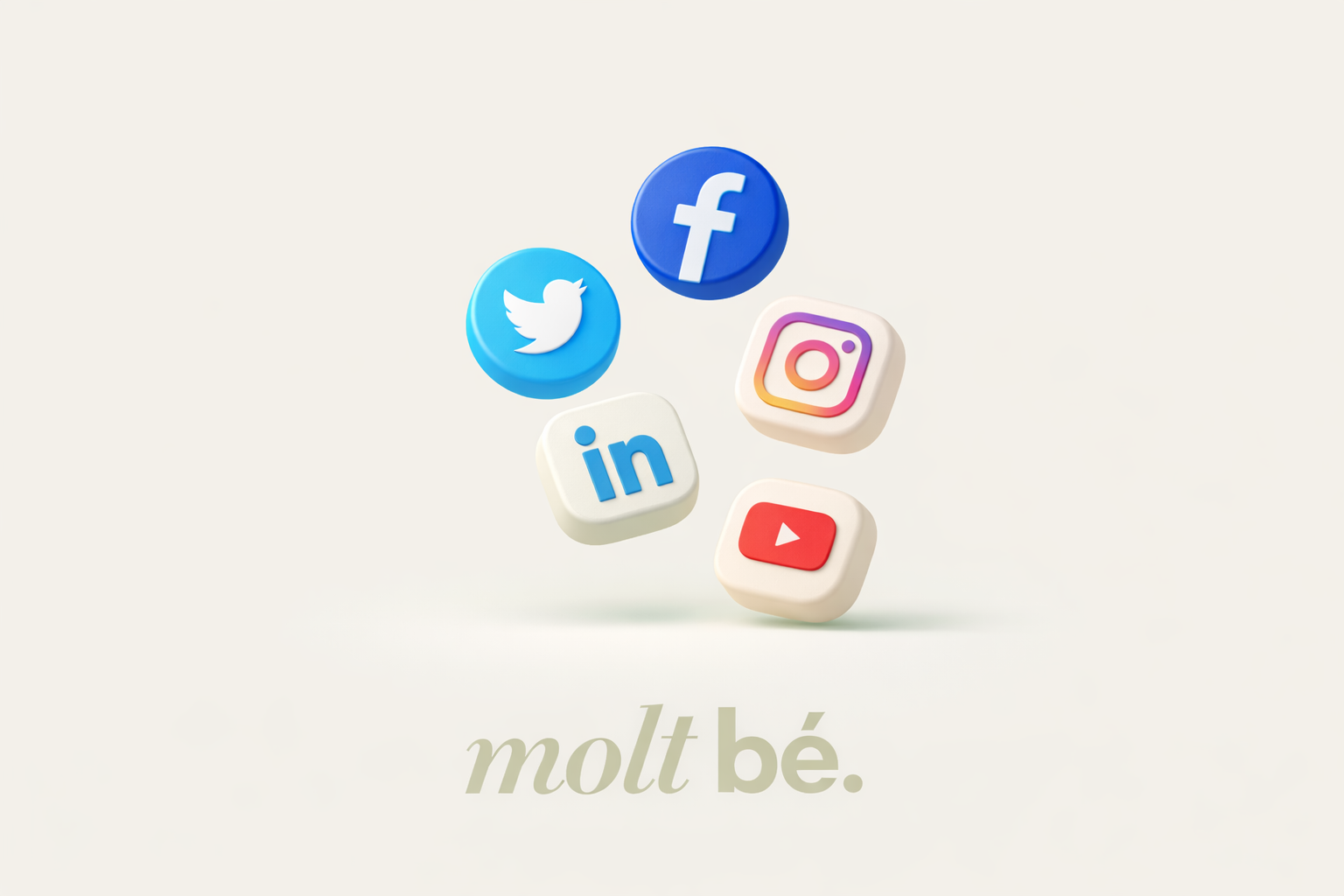Iconos de redes sociales representando la creación de contenidos y el marketing digital para pymes en Cataluña – Molt Bé