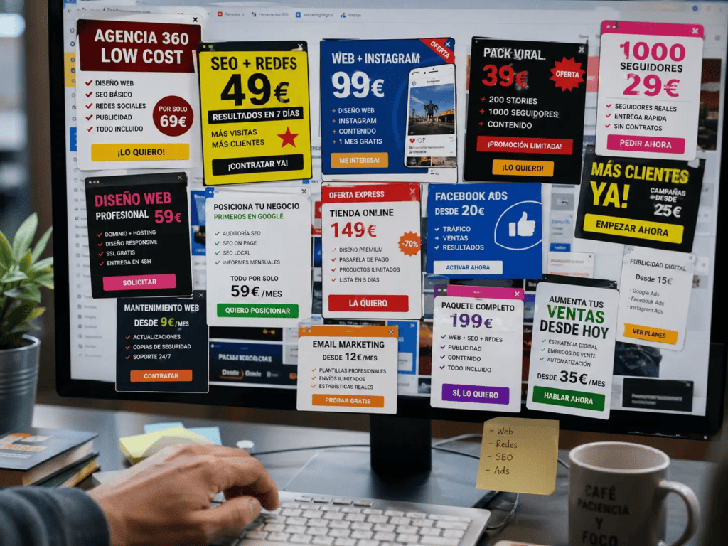banner de agencias con ofertas de marketing digital sin resultados