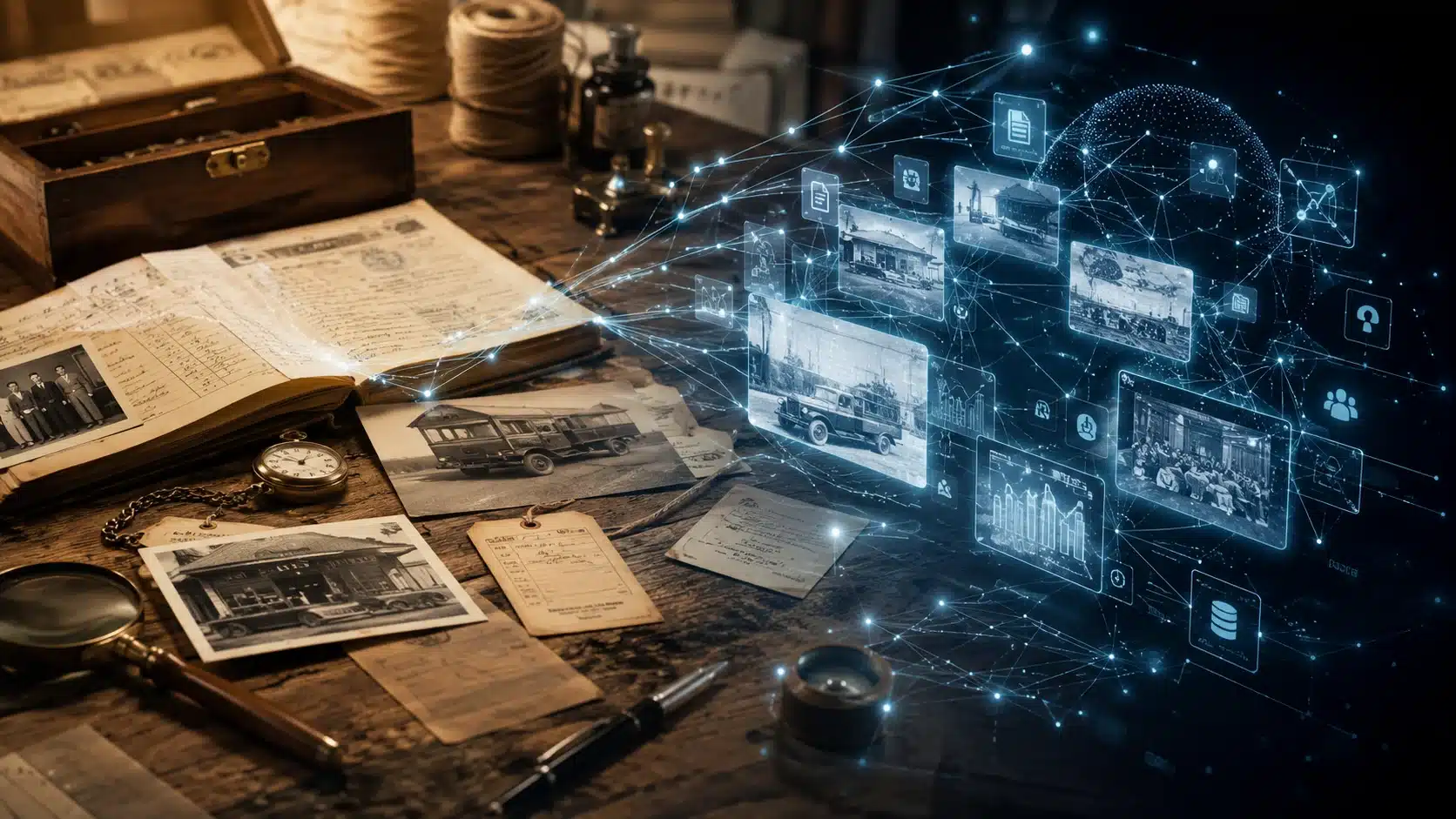 Archivo histórico familiar transformándose en red digital para representar la historia empresarial como activo digital – Molt Bé
